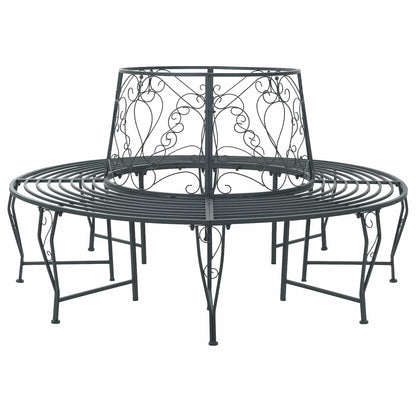 Tree Bench 8-Seater Ø 160 x 89 cm Steel Silver Grey Round
