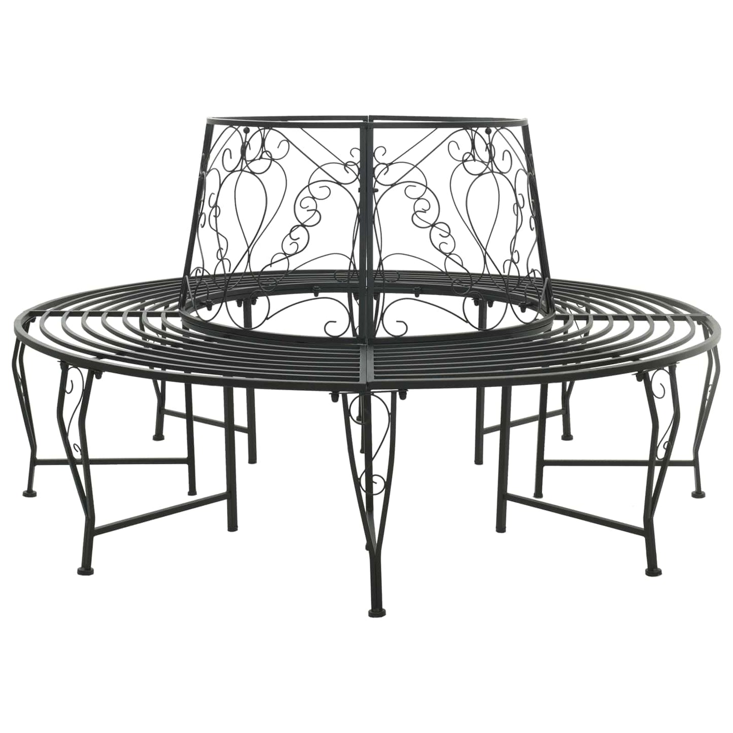 Tree Bench 8-Seater Ø 160 x 89 cm Steel Black Round