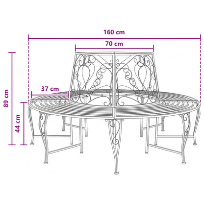 Tree Bench 8-Seater Ø 160 x 89 cm Steel Black Round