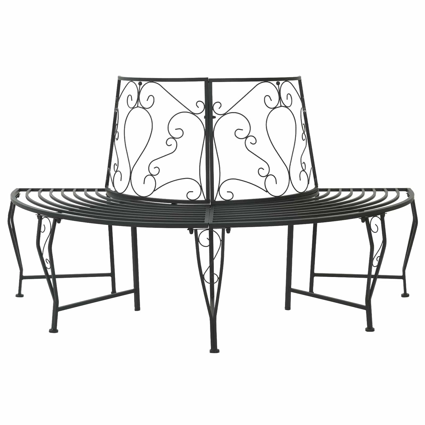 Tree Bench 4-Seater 160 x 80 x 89 cm Steel Black Half-round