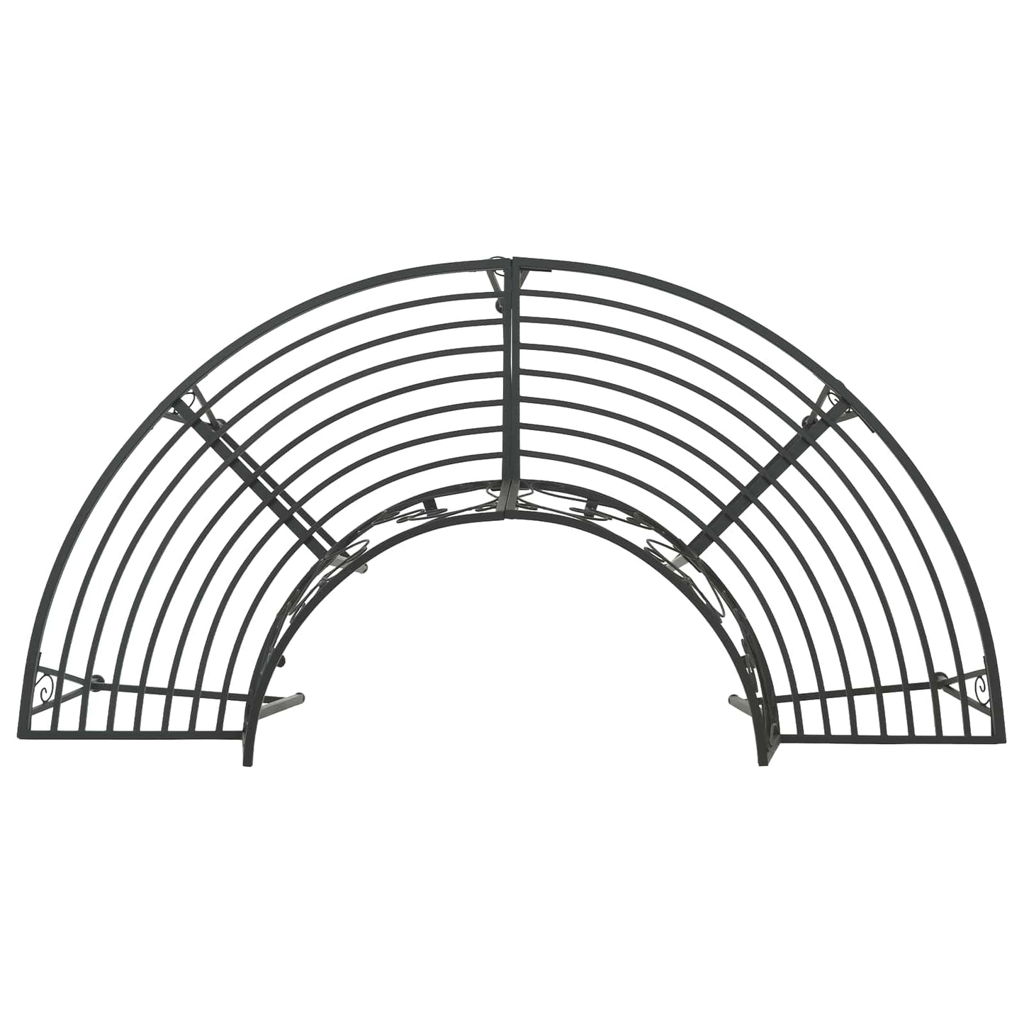 Tree Bench 4-Seater 160 x 80 x 89 cm Steel Black Half-round