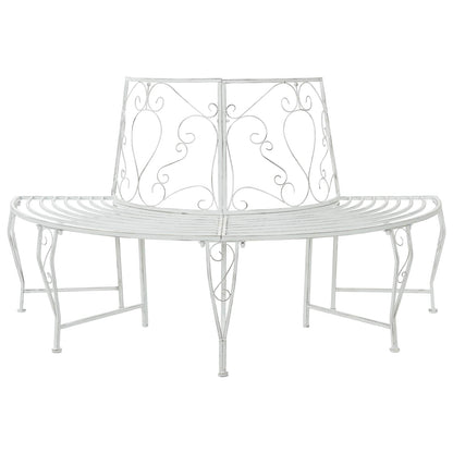 Tree Bench 4-Seater 160 x 80 x 89 cm Steel Antique White