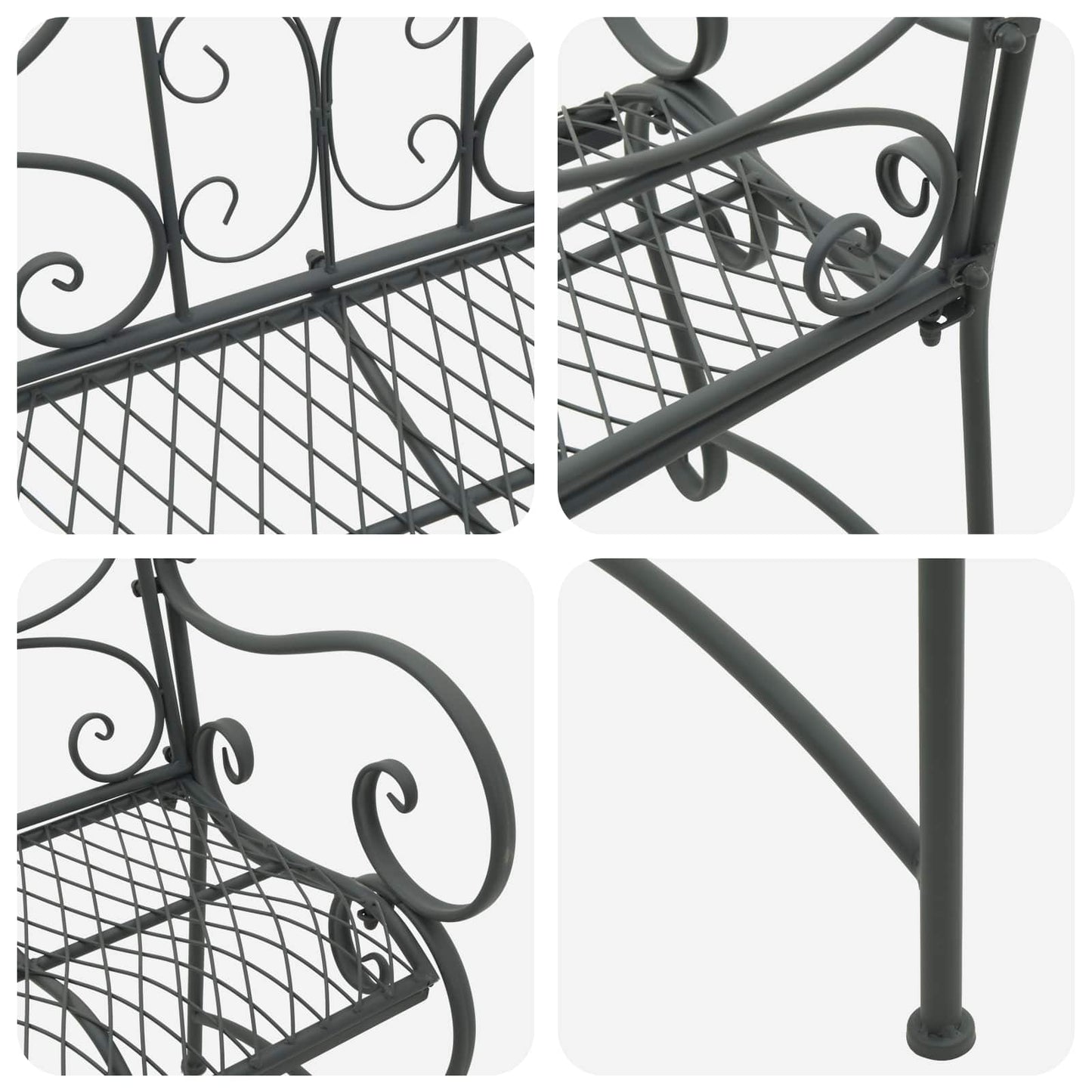Garden Bench 2-Seater 114 x 56.5 x 90 cm Steel Silver Grey