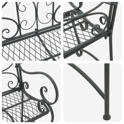 Garden Bench 2-Seater 114 x 56.5 x 90 cm Steel Silver Grey