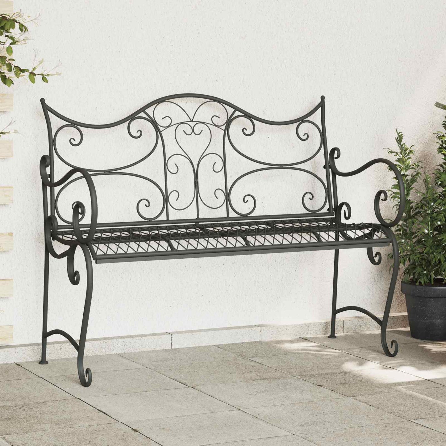 Garden Bench 2-Seater 114 x 56.5 x 90 cm Steel Silver Grey