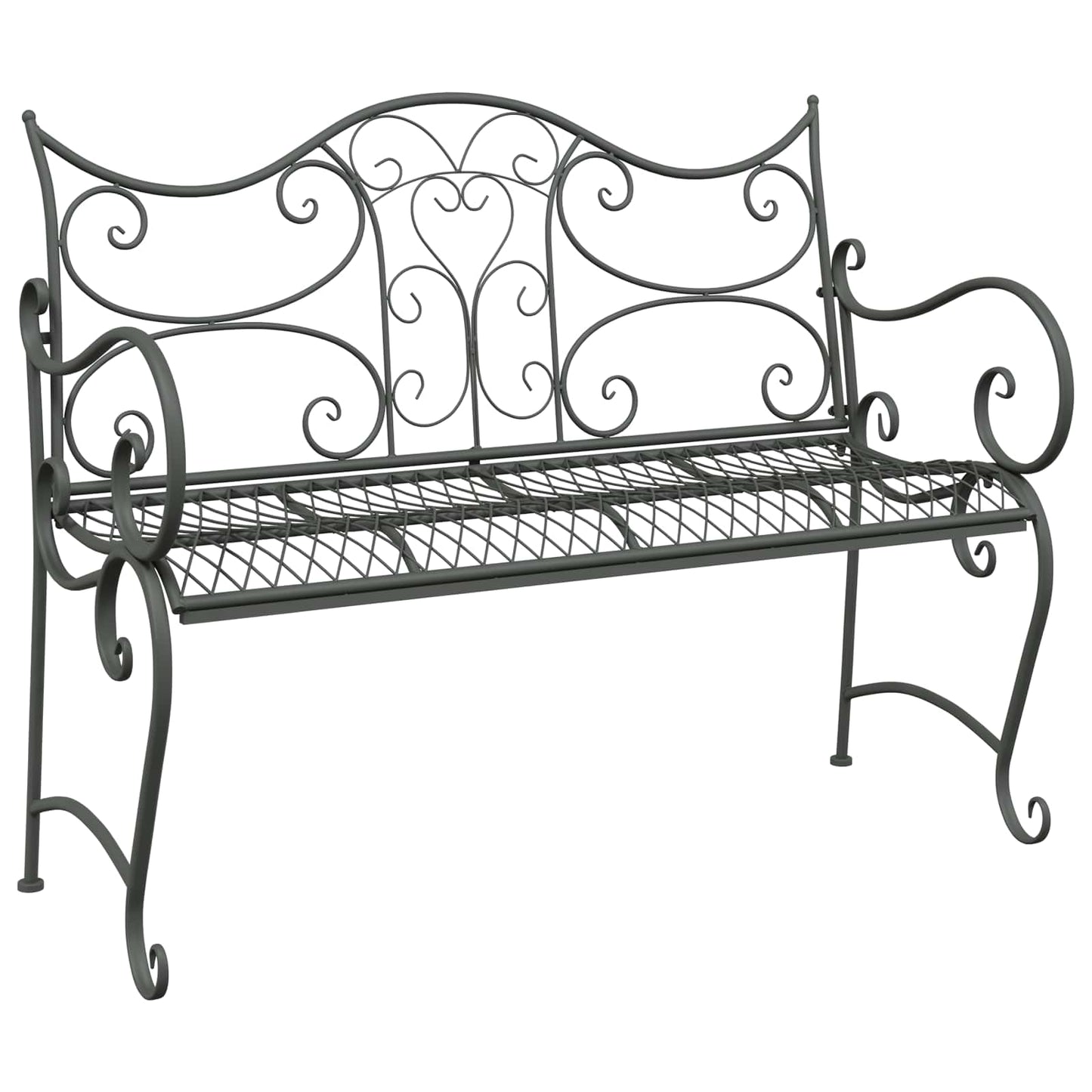 Garden Bench 2-Seater 114 x 56.5 x 90 cm Steel Silver Grey