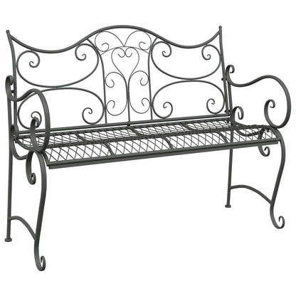 Garden Bench 2-Seater 114 x 56.5 x 90 cm Steel Silver Grey