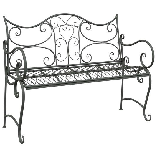 Garden Bench 2-Seater 114 x 56.5 x 90 cm Steel Silver Grey