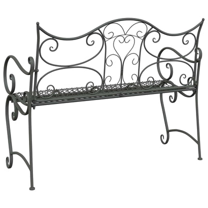 Garden Bench 2-Seater 114 x 56.5 x 90 cm Steel Silver Grey