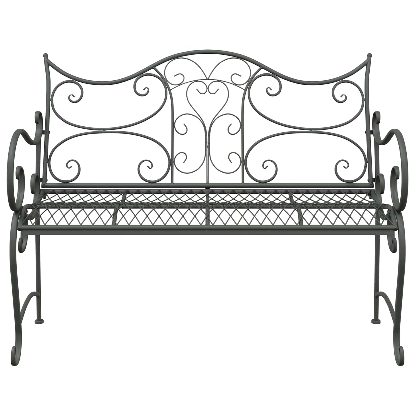 Garden Bench 2-Seater 114 x 56.5 x 90 cm Steel Silver Grey