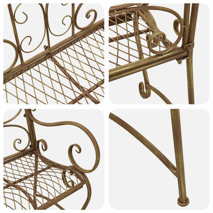 Garden Bench 2-Seater 114 x 56.5 x 90 cm Steel Antique Brown