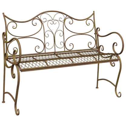 Garden Bench 2-Seater 114 x 56.5 x 90 cm Steel Antique Brown