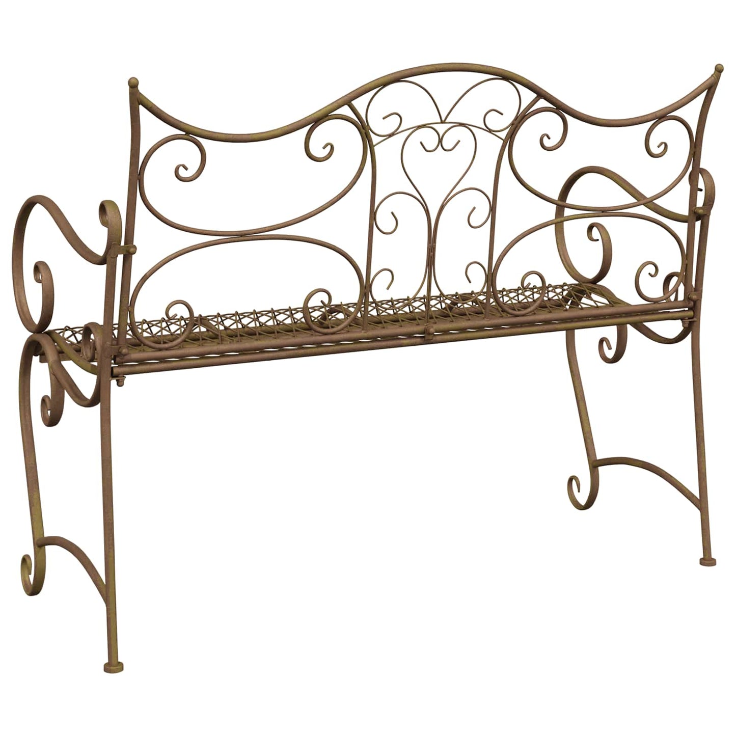 Garden Bench 2-Seater 114 x 56.5 x 90 cm Steel Antique Brown