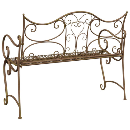 Garden Bench 2-Seater 114 x 56.5 x 90 cm Steel Antique Brown