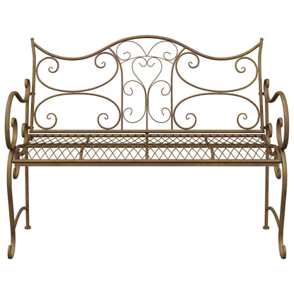 Garden Bench 2-Seater 114 x 56.5 x 90 cm Steel Antique Brown