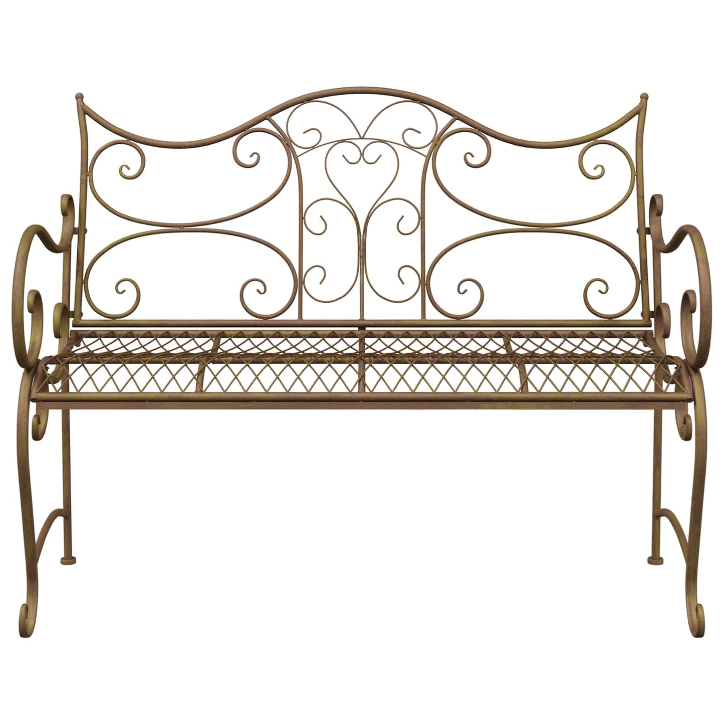 Garden Bench 2-Seater 114 x 56.5 x 90 cm Steel Antique Brown