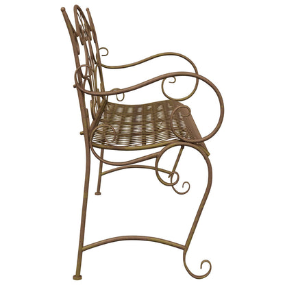 Garden Bench 2-Seater 114 x 56.5 x 90 cm Steel Antique Brown