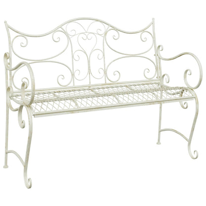 Garden Bench 2-Seater 114 x 56.5 x 90 cm Steel Antique White
