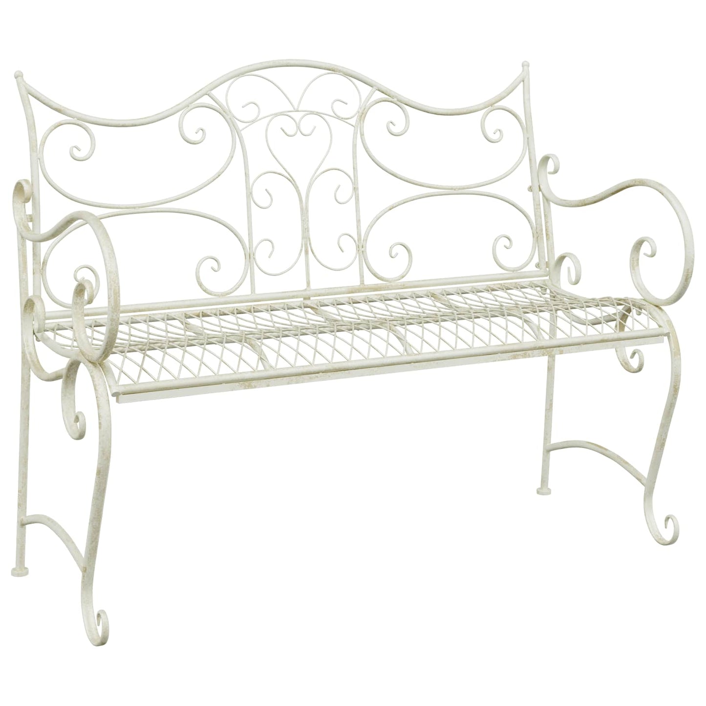 Garden Bench 2-Seater 114 x 56.5 x 90 cm Steel Antique White