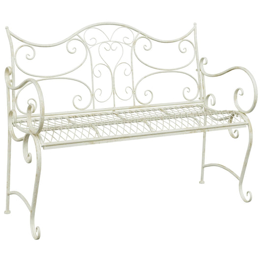 Garden Bench 2-Seater 114 x 56.5 x 90 cm Steel Antique White