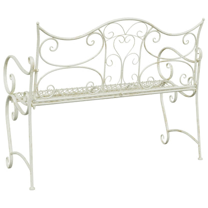 Garden Bench 2-Seater 114 x 56.5 x 90 cm Steel Antique White