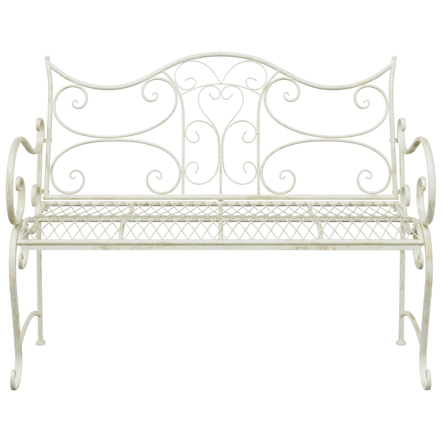 Garden Bench 2-Seater 114 x 56.5 x 90 cm Steel Antique White