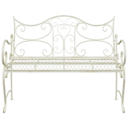 Garden Bench 2-Seater 114 x 56.5 x 90 cm Steel Antique White