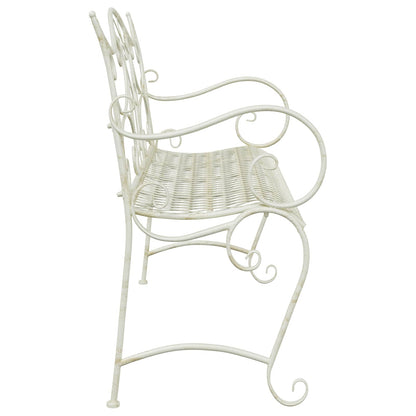 Garden Bench 2-Seater 114 x 56.5 x 90 cm Steel Antique White