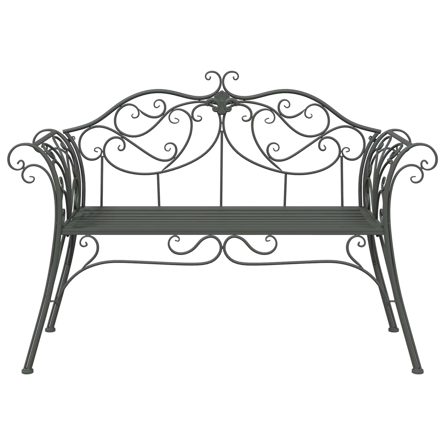 Garden Bench 2-Seater 130 x 47 x 90 cm Steel Silver Grey