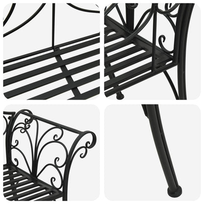 Garden Bench 2-Seater 130 x 47 x 90 cm Steel Black