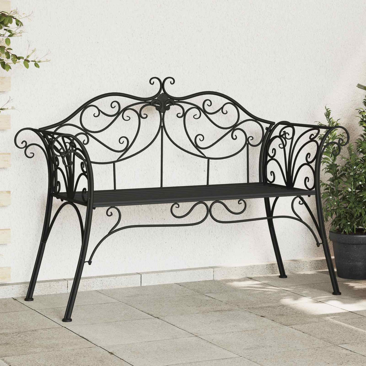 Garden Bench 2-Seater 130 x 47 x 90 cm Steel Black