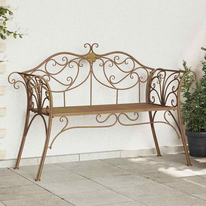 Garden Bench 2-Seater 130 x 47 x 90 cm Steel Antique Brown