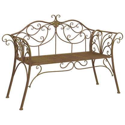 Garden Bench 2-Seater 130 x 47 x 90 cm Steel Antique Brown