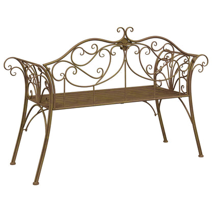 Garden Bench 2-Seater 130 x 47 x 90 cm Steel Antique Brown