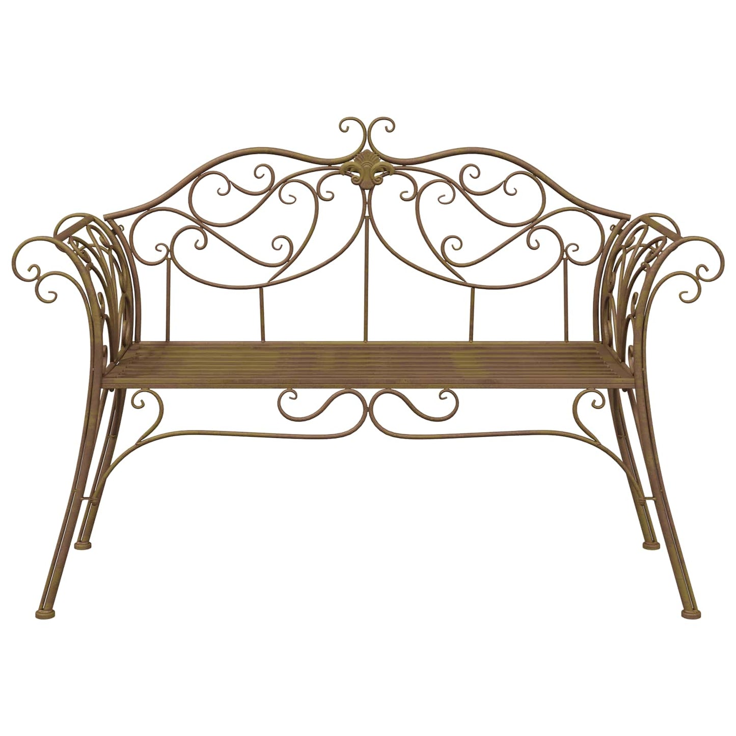 Garden Bench 2-Seater 130 x 47 x 90 cm Steel Antique Brown