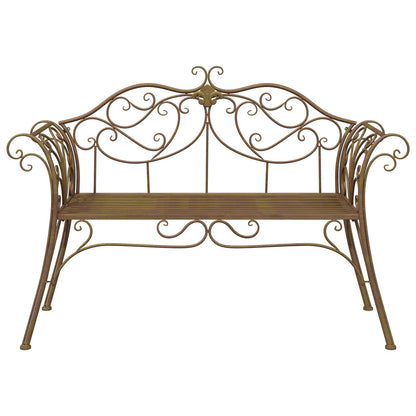 Garden Bench 2-Seater 130 x 47 x 90 cm Steel Antique Brown