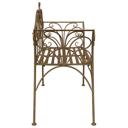 Garden Bench 2-Seater 130 x 47 x 90 cm Steel Antique Brown