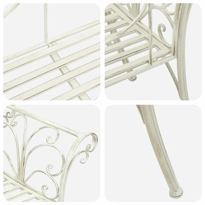 Garden Bench 2-Seater 130 x 47 x 90 cm Steel Antique White