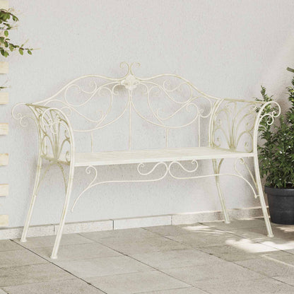 Garden Bench 2-Seater 130 x 47 x 90 cm Steel Antique White