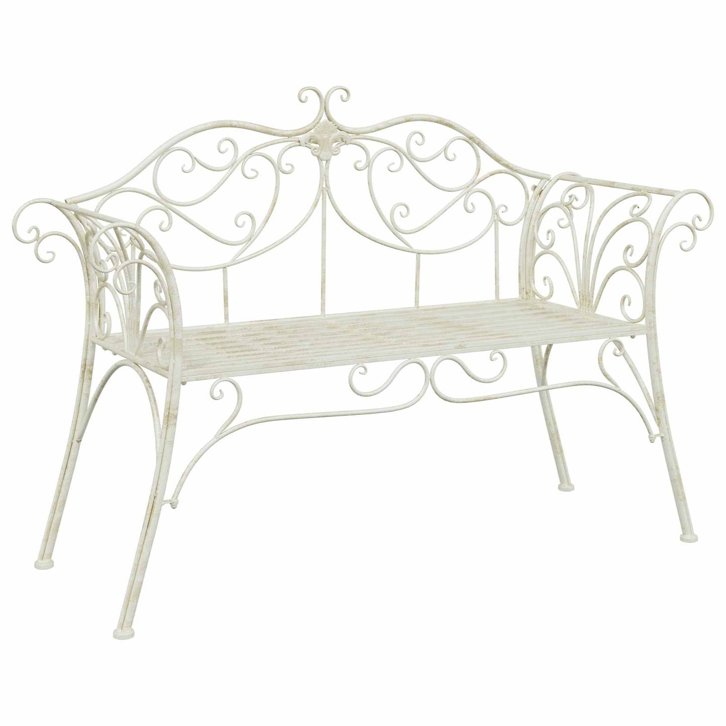 Garden Bench 2-Seater 130 x 47 x 90 cm Steel Antique White