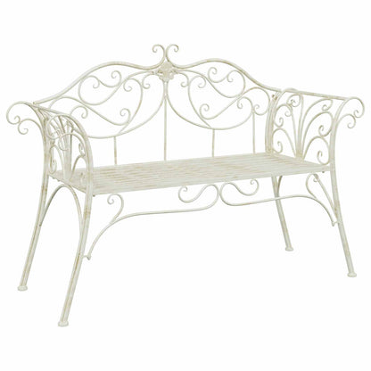 Garden Bench 2-Seater 130 x 47 x 90 cm Steel Antique White