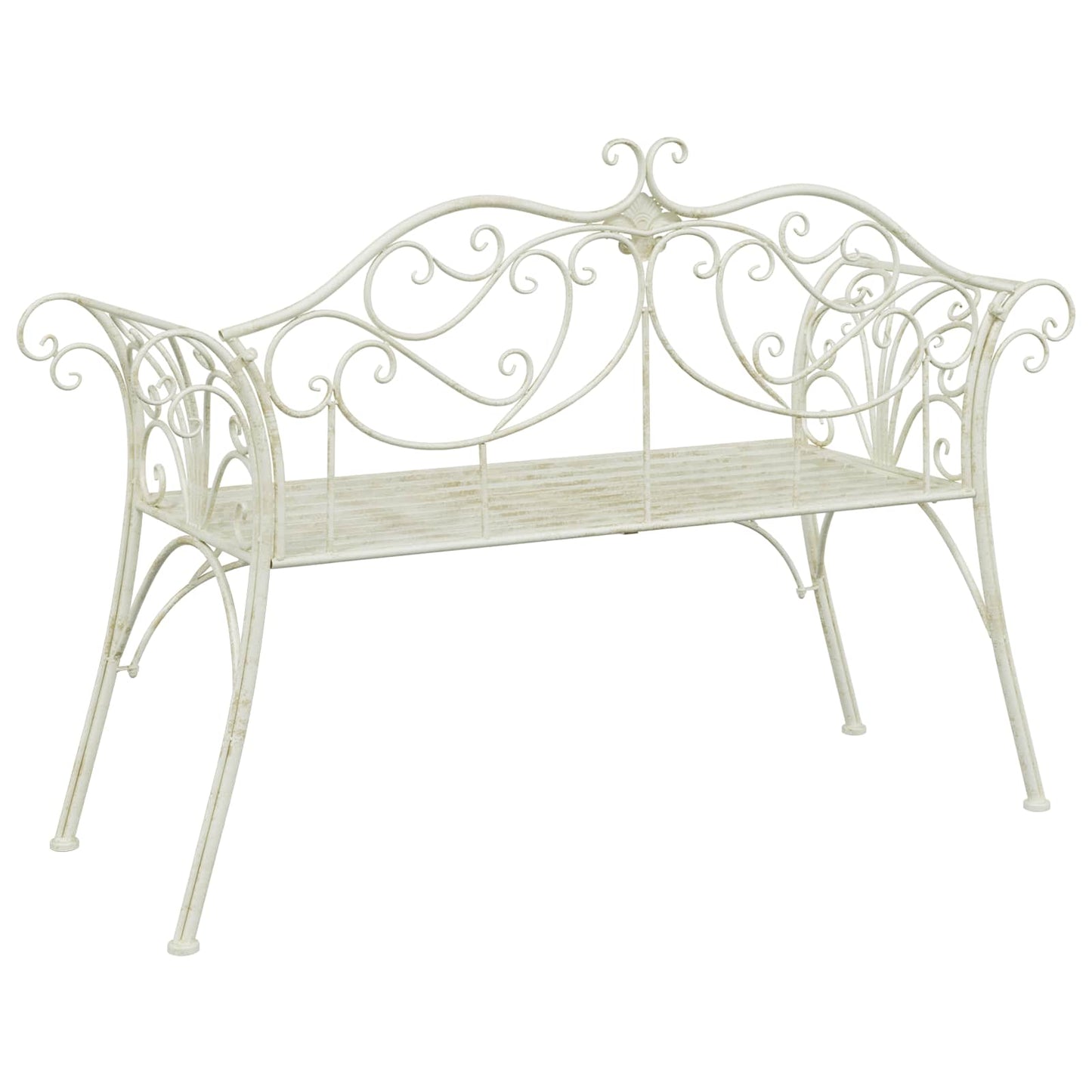 Garden Bench 2-Seater 130 x 47 x 90 cm Steel Antique White