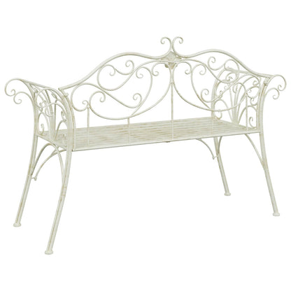 Garden Bench 2-Seater 130 x 47 x 90 cm Steel Antique White
