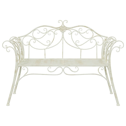 Garden Bench 2-Seater 130 x 47 x 90 cm Steel Antique White