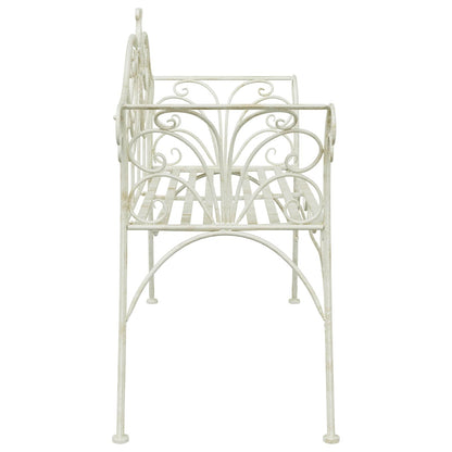 Garden Bench 2-Seater 130 x 47 x 90 cm Steel Antique White