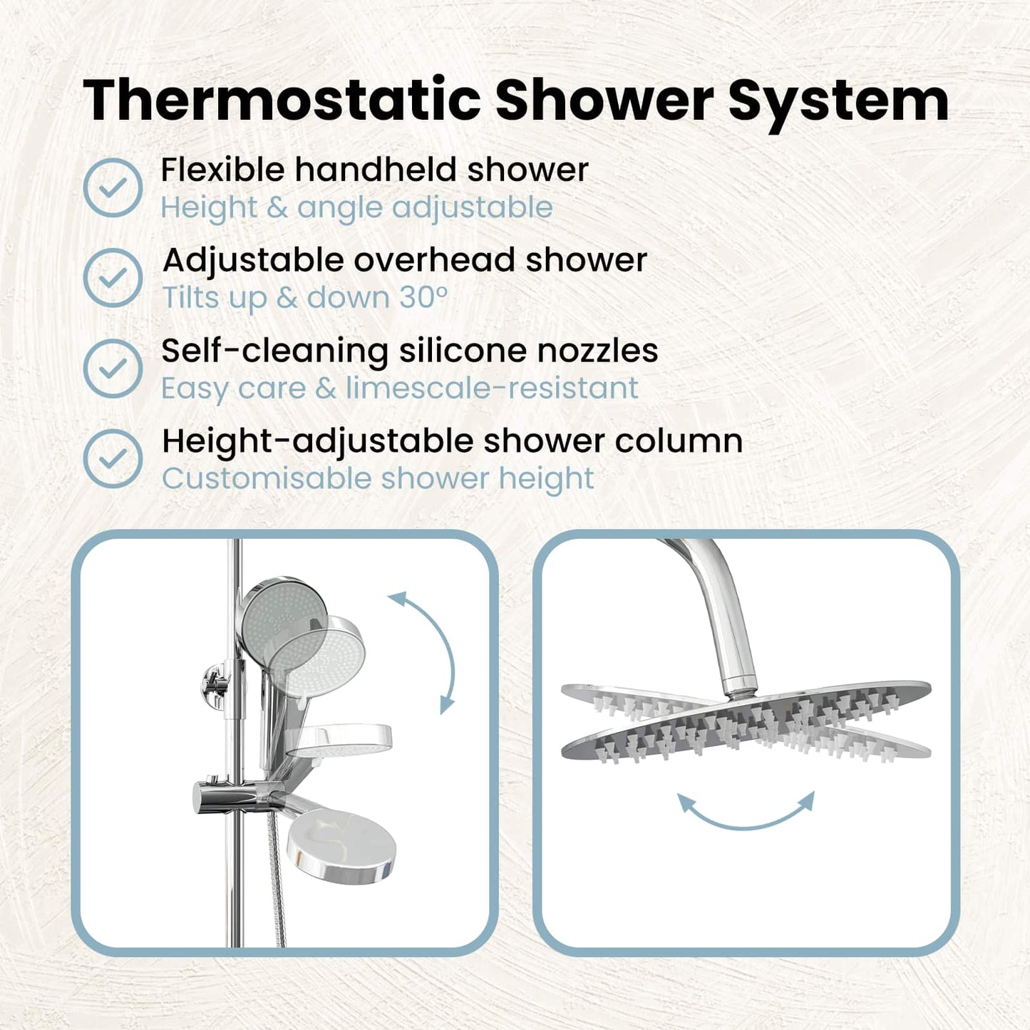 Thermostatic Shower System Set Chrome SS201