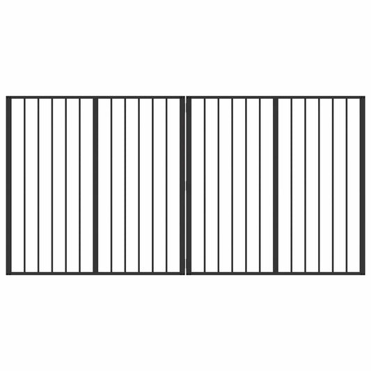 Dog Gate 2 Panels Black 100 x 100 cm Galvanised Steel