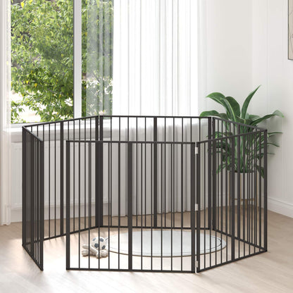 Dog Gate 6 pcs Black 100 x 100 cm Galvanised Steel
