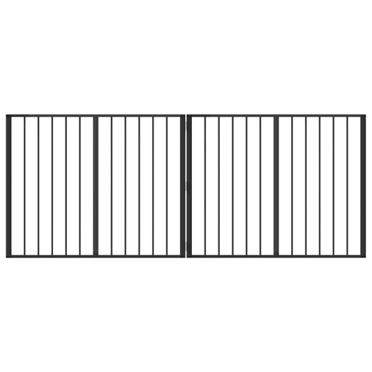 Dog Gate 2 pcs Black 100 x 80 cm Galvanised Steel
