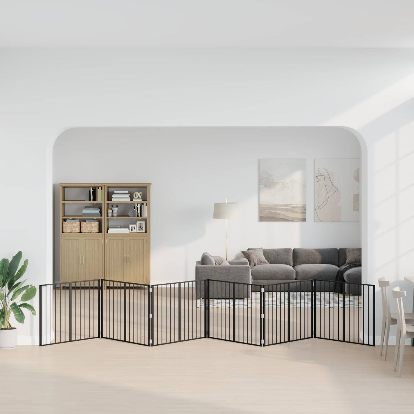 Dog Gate 6 pcs Black 100 x 80 cm Galvanised Steel